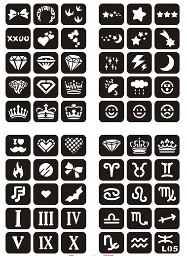 Pochoirs de Tatouage au henné pour enfants, femmes et hommes, aérographe réutilisable, modèles, décoration corporelle, fournitures de Tatouage: L05