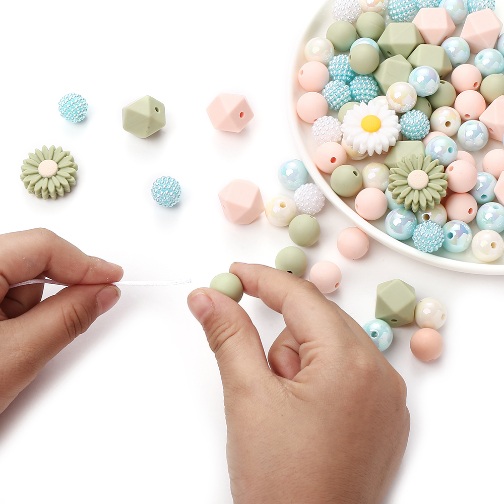 Perles de dentition en silicone pour bébé, 70 pièces, de alimentaire, pour bricolage, tétine, collier, accessoires