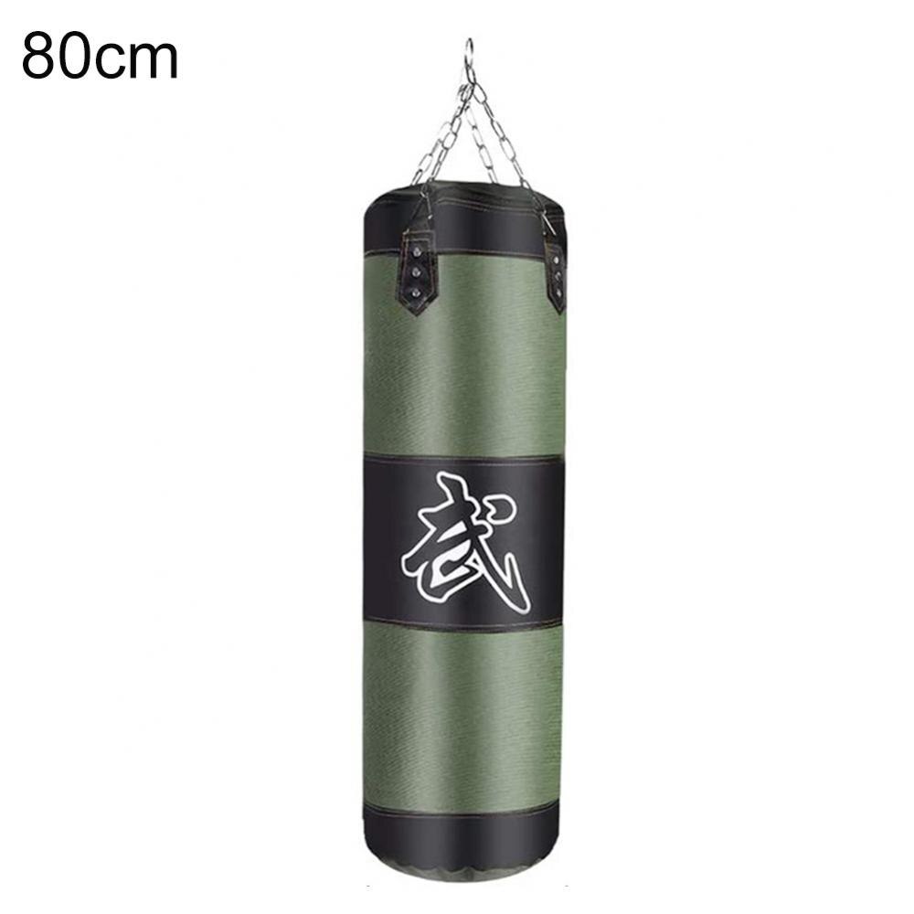 Bolsa de arena gruesa vacía para boxeo, bolsa de arena para entrenamiento de fuerza, ejercicio de Fitness, boxeo, con gancho de cadena de Metal, mosquetón: 80cm Green