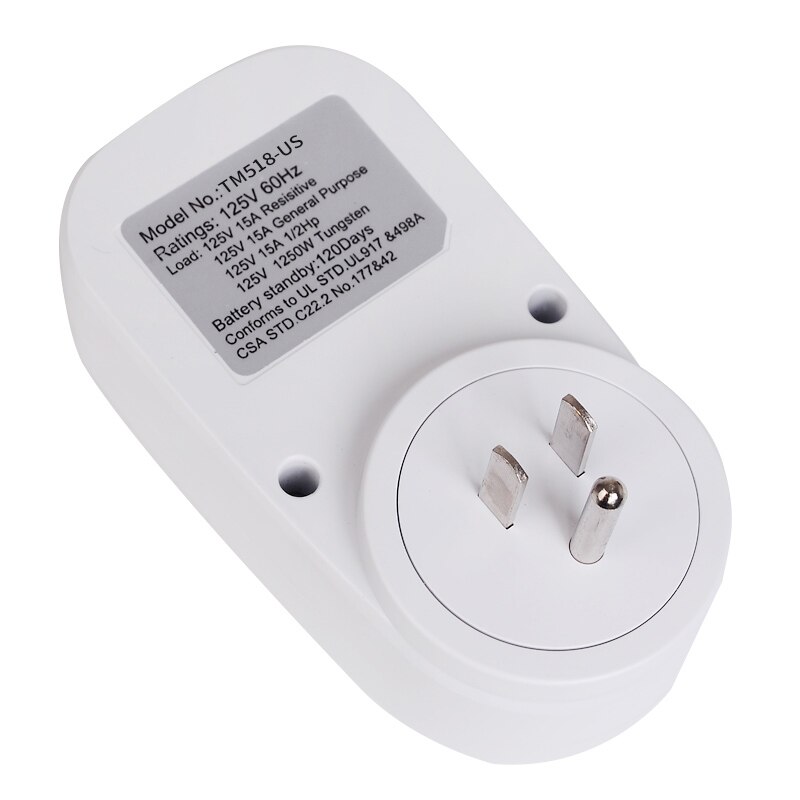 US Plug Outlet Electric 7 Day Weekly Programmable Digital Timer Socket Plug Switch Time Relay Wall Clock Power AC 120V 60Hz