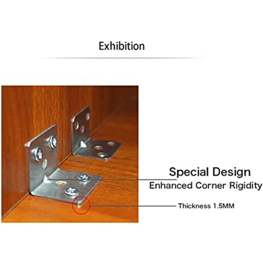 20 pièces en acier inoxydable Angle coin Angle droit Support en métal meubles raccords 90 degrés cadre panneau Support