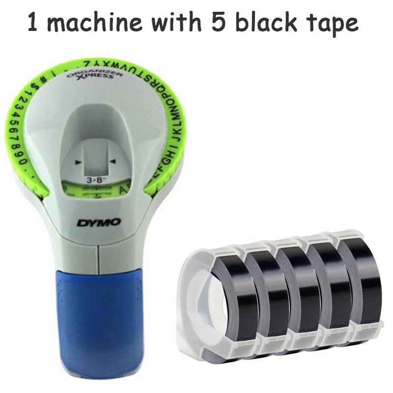 Combination of Machine and Ribbon Dymo 12965 Manual Label Maker Diy Embossing Label Printers for 9mm 3D Embossing Label Tapes: 12965-9B5.