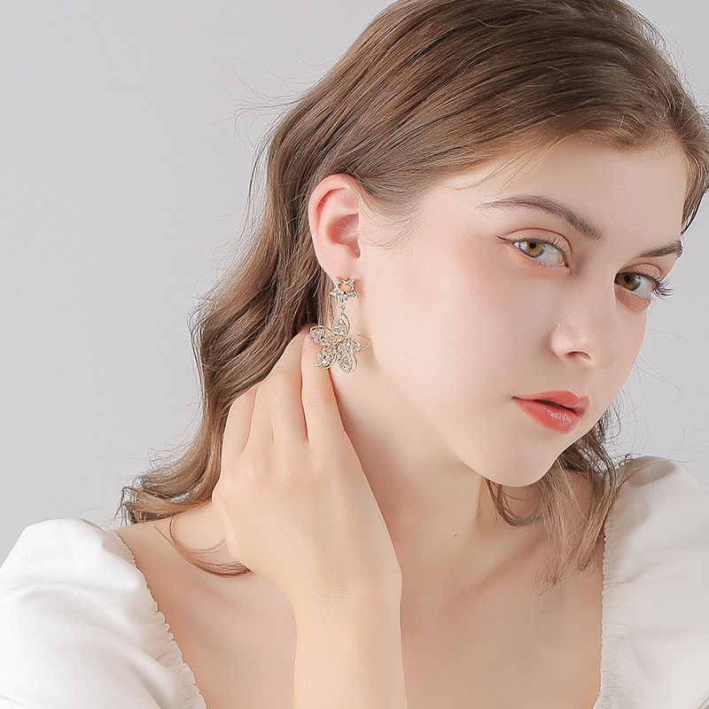 nouvelle bijoux en cristal longues boucles d'oreilles Dro pour les femmes boucle d'oreille de mariage