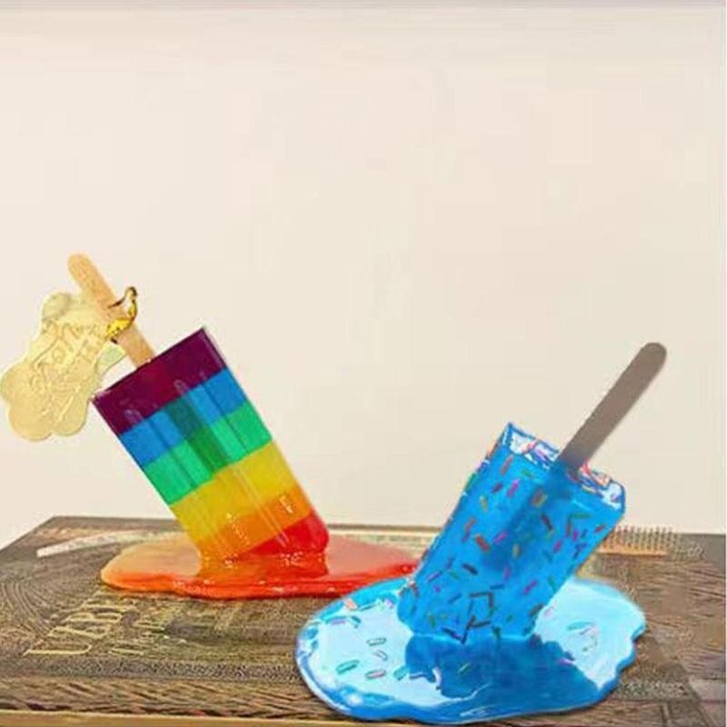 Is smältande istappar skulptur dekoration miniatyr harts hantverk popsicles glass tillbehör heminredning
