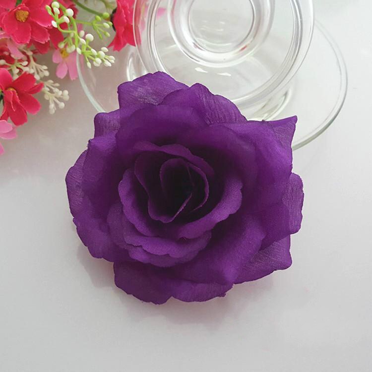 Fleur artificielle de 10cm 1 pièce | Fleur noire en soie toucher réel, tête de fleur, décoration bricolage pour fête de mariage familiale: Dark purple