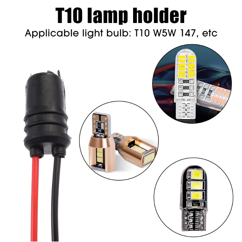 T10 car lamp socket bulb 147 rubber plug holder extension led lamp base holder wire adapter for  t10 w5w