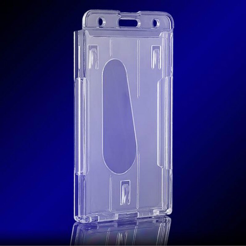 Hard Plastic Multi Card ID Badge Holder Credit Hard Plastic Badge Holder Double Card Transparent Vertical 10x6cm