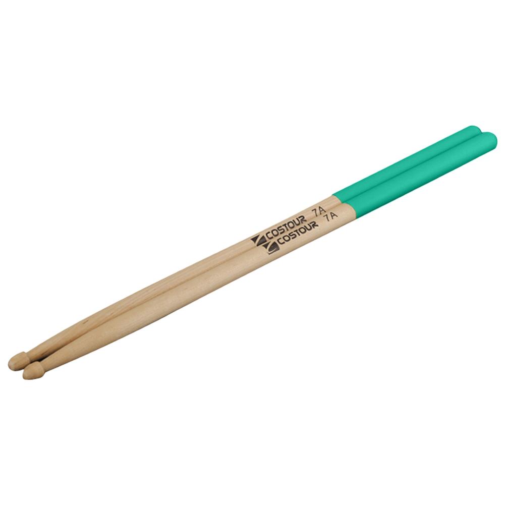 1Pair 7A/5A Durable Drumsticks Silicone Lightweight Drum Sticks Anti-slip -shaped Triangle Skull For Drum Musical Instrument: 7A Green