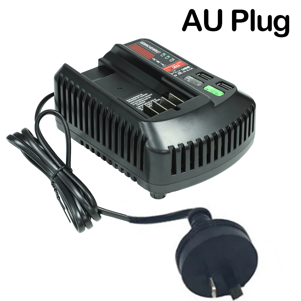 Fast Charger For Craftsman 20v 2A Li-ion Battery 100V/240V with 2 USB-A Ports Rechargeable Power Tools CMCB202 CMCB204 CMCB206: Dark Grey