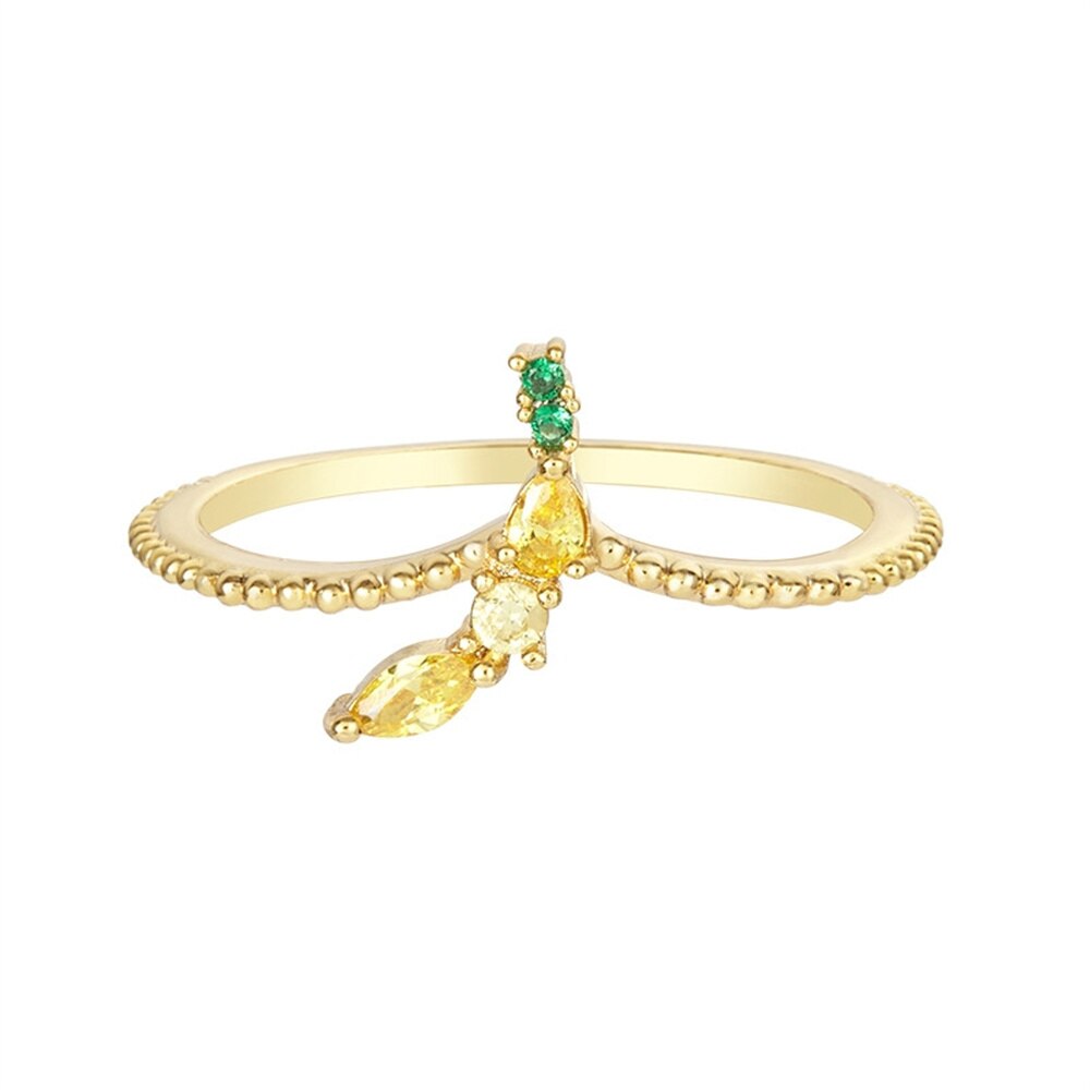 Sweet Crystal Apple Strawberry Cherry Grape Rings for Women Cute Fruit Gold Rings Set Party Jewelry Summer Style: Banana