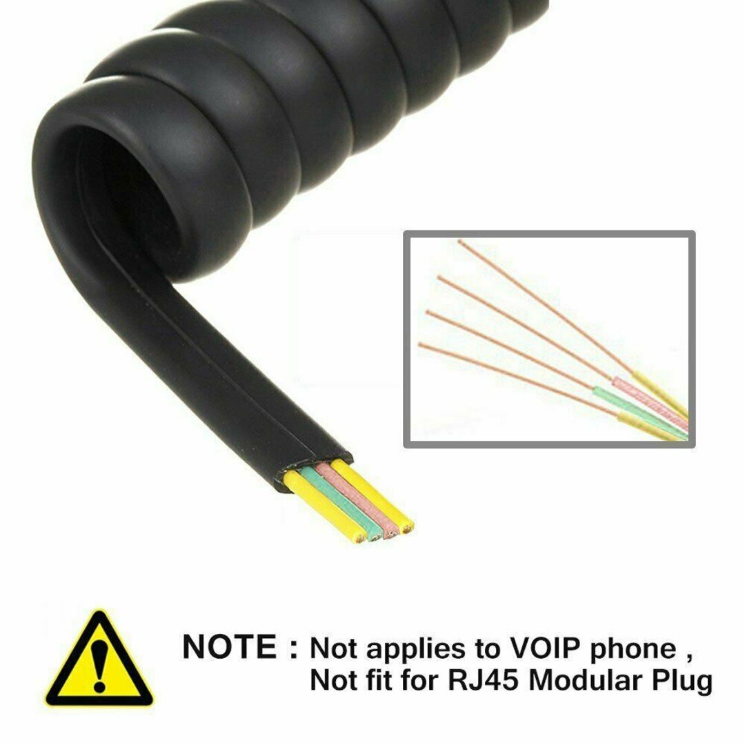 2m telefonrør mottakerledning fasttelefon telefon med krøllet spiral kabel ledning skjøteledning krøllet spiral telefonkabel