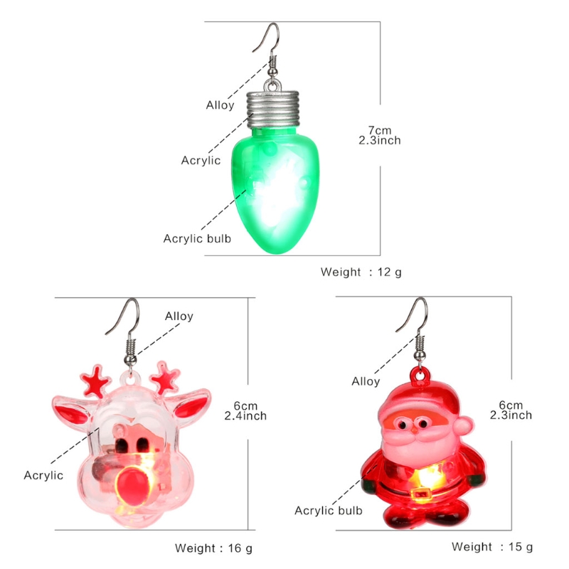 Brincos Glow in the Dark Snow Presente com LED para joias femininas