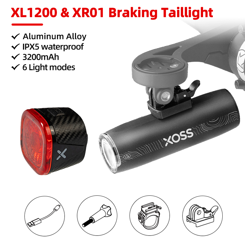 XOSS 200-1200 Lm Bike Light XL1200 Headlight Waterproof Rechargeable Front Lamp Bicycle Light Aluminum Ultralight Flashlight: WHITE