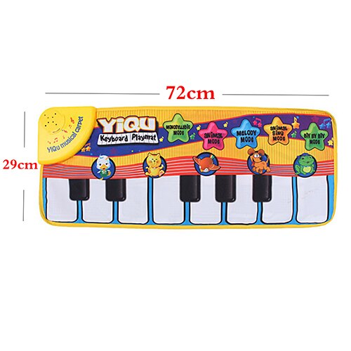 Musikmåtte børn spil tæppe farve børn baby dyr klaver musikalsk touch legemåtte sang gym tæppe leg 4: Gul