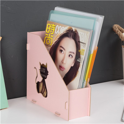 A4 avtakbare tre kontor kontor skrivebord arkiv magasin stativ rackholder bord dokument arkivering boks arrangør bokstøtter: Rosa