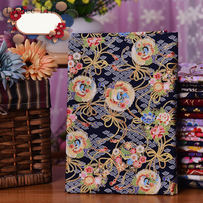 Lychee Leven Japanse Vlinder Kraan Gedrukt Patchwork Stof Zwart Rood Katoen Kersenbloesem Bronzing Stof Diy Naaien Ambachten: 4