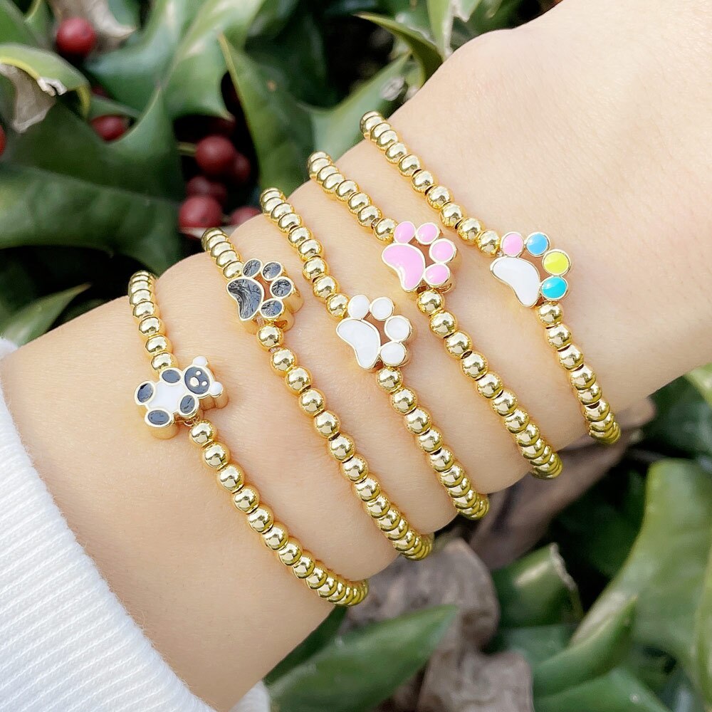 Flola kralenketting berenklauw bedeltje armband koper emaille schattige kleine berenarmbandjes voor dames sieraden brtf 02