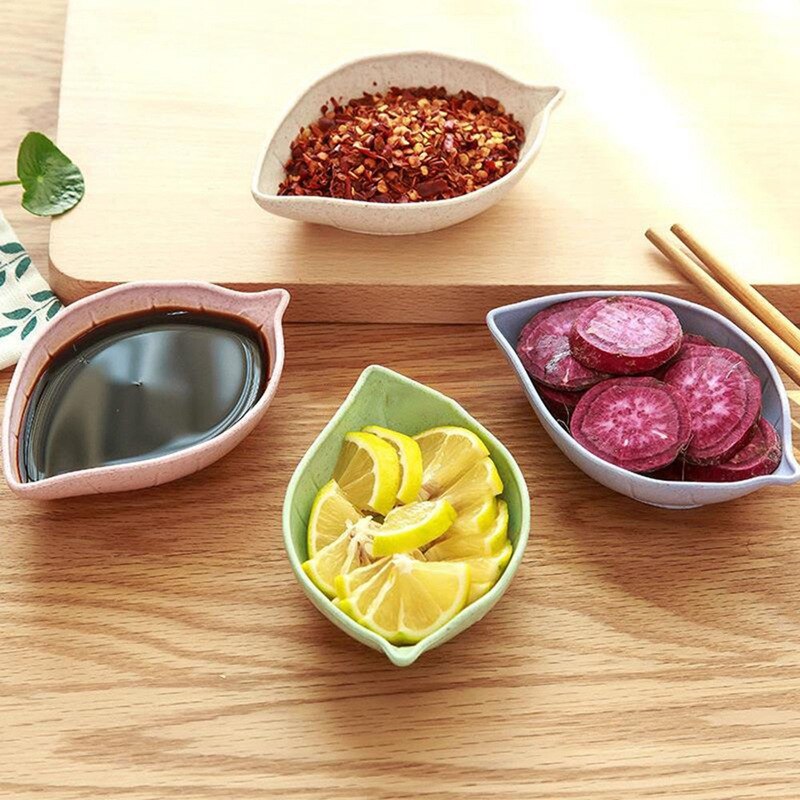 Mini Dip Saucer Sauce Tray Snack Bowl Sauce Sugar Dish Leaf Shape Set
