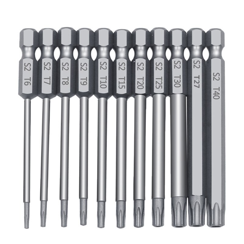 11/12pcs Tamper Proof Security Drill Bit Set Torx Screwdriver Flat Head 1/4" Hex