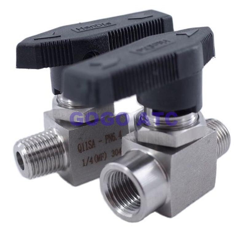 Ball valve 1/4" inch female to male thread stainless steel 304 Panel straight through meter switch two way ball valve