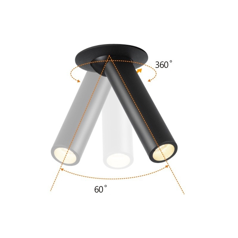 Lámpara LED de techo de tubo largo regulable integrada, luz de techo giratoria en ángulo COB de 12W para cocina, dormitorio, imagen, fondo de TV
