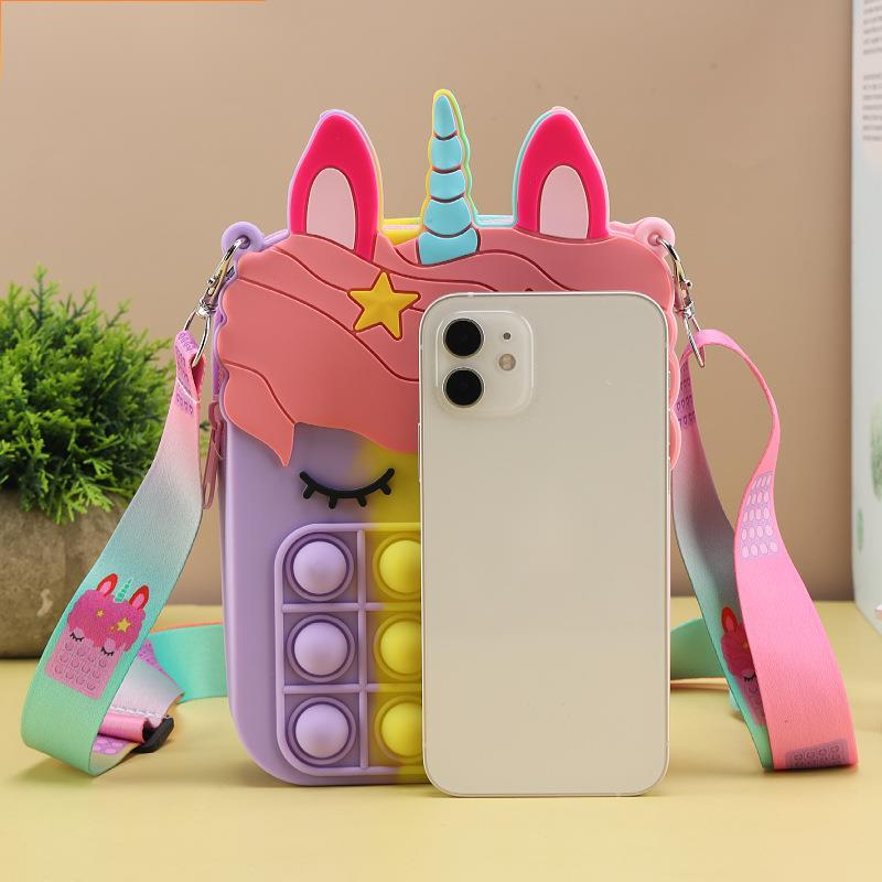 Sac Popite géant Pop XXL, , mignon licorne Pop fossette fille Fidget Toy Push Anti-Stress enfants, porte-clés sac à main