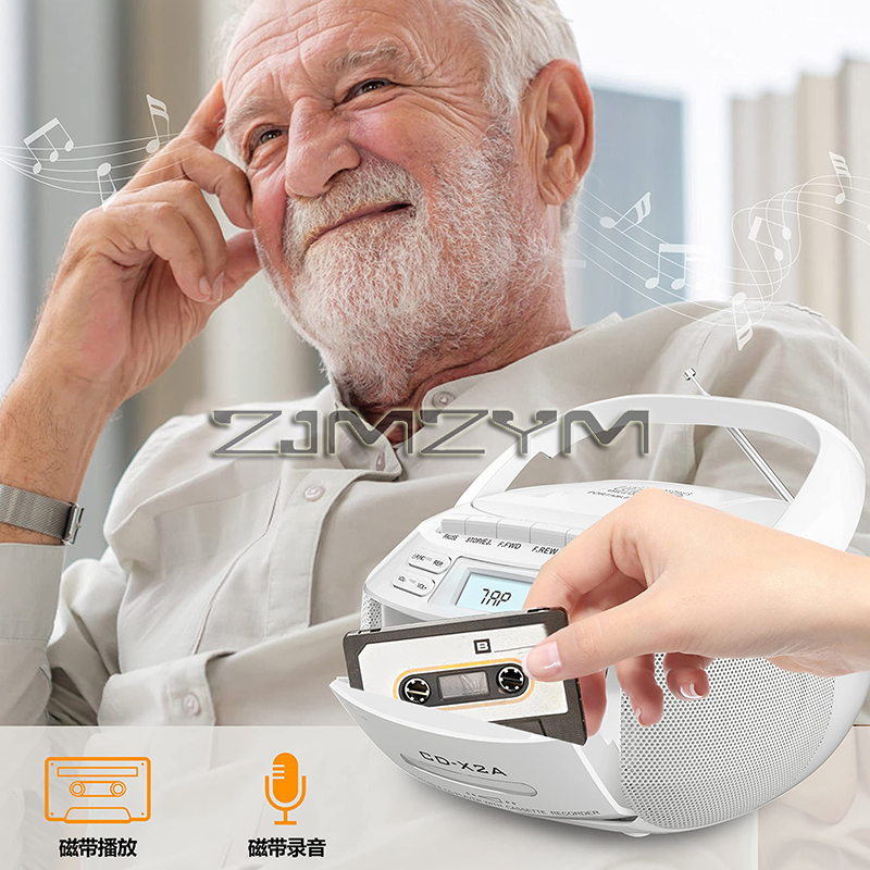 Portable CD Cassette Player Bluetooth Boombox with FM Tape CD player Student Learning U disk MP3 Stereo Music Player