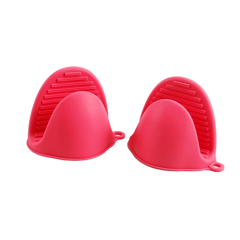 Gant en Silicone coloré Anti-brûlure antidérapant, 2 pièces, pour la cuisine, cuisson, résistant à la chaleur, pince à main, accessoires d'organisation: 2Pcs Red