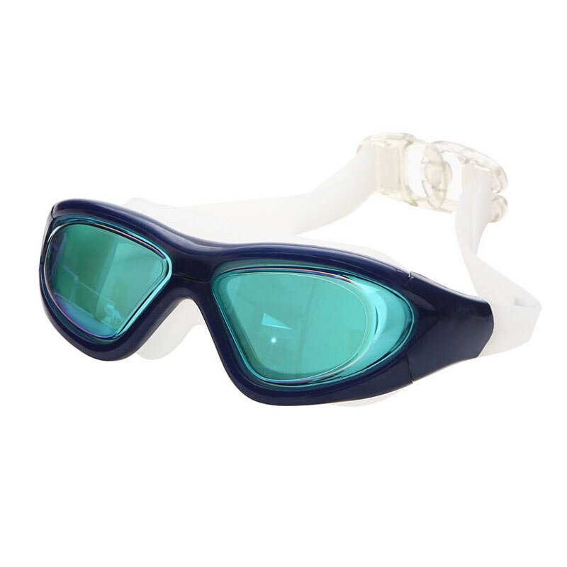 Gafas de natación graduadas para miopía, lentes ópticos de silicona para piscina, antiniebla, impermeables, para hombres y mujeres: Blue