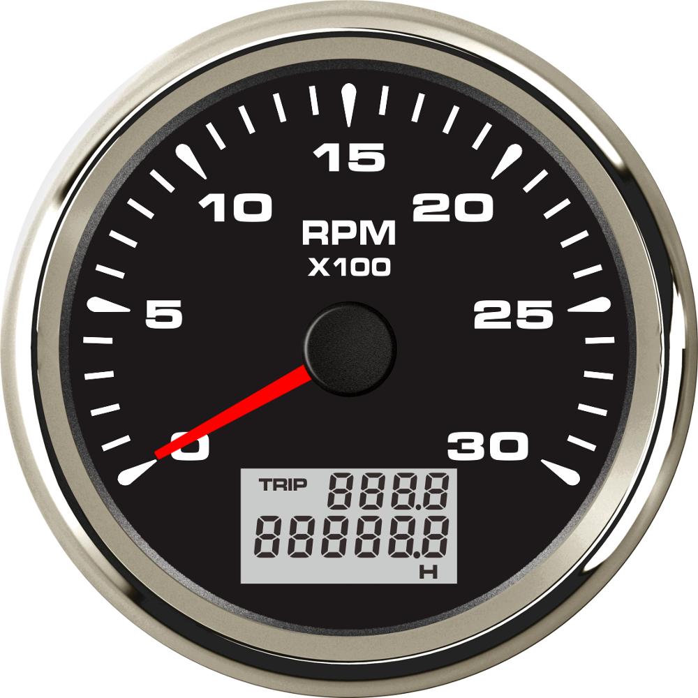 1pc Lowest Price 85mm Automotive Tachometers 0-3000RPM 6000RPM 8000RPM Ships Device Rev Counter with Hourmeter 8 Kinds Backlight: 0-3000RPM BS