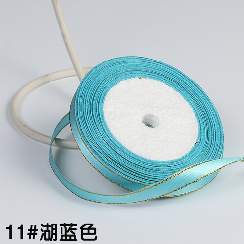 Rouleau de 22 mètres/rouleau, 1cm de largeur, bleu lac, Champagne, bord or, ruban, boîte pour gâteau de mariage, accessoires pour cheveux, emballage floral à faire soi-même: lake blue