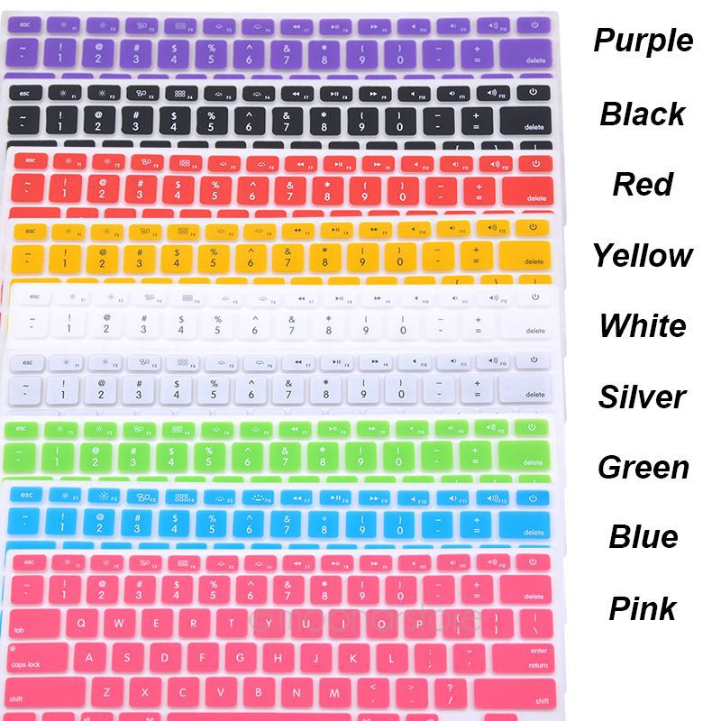 Soft durable keyboard stickers 9 Colors Silicone Keyboard Cover Skin for Apple Macbook Pro MAC 13 15 Air 13 US model