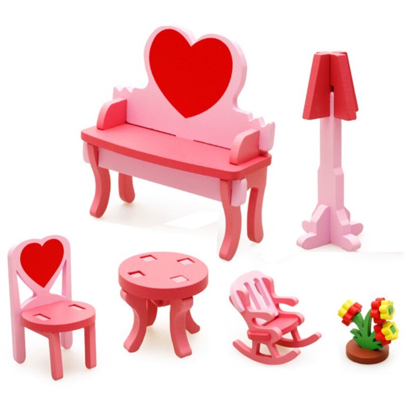 Miniature 1:12 Dollhouse Furniture for Dolls,Mini 3D Wooden Puzzle DIY Building Model Toys for Children: 778066