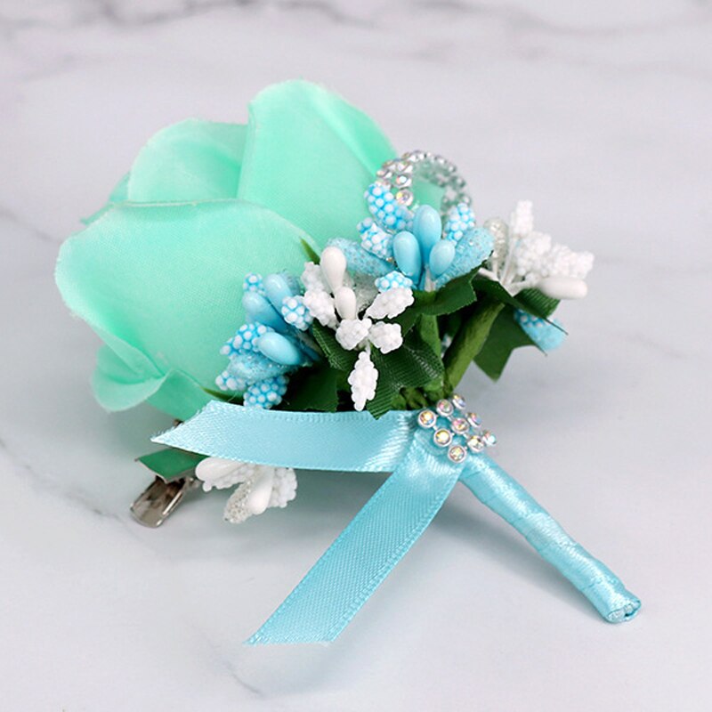 Corsage de mariage fait main avec des fleurs artificielles en soie, avec une broche pour homme, 1 pièce: Color 14