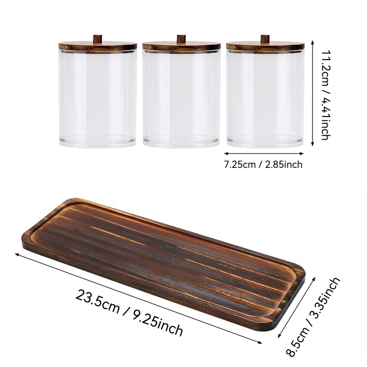 Badkamer Organizer Accessoires Set Qtip Houder Opslag met Doorzichtige Plastic Deksels, Katoenen Bal/Swabs Dispenser, Organizer Pot: Light Grey