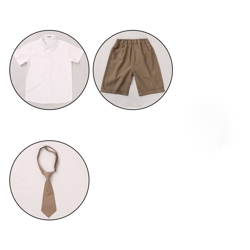 Uniforme scolaire coréen japonais pour enfants, pour filles et garçons, chemise blanche, Blazer, manteau à bretelles, robe, short, ensemble de vêtements, tenue d&#39;étudiant: boys set 3 pcs / 170
