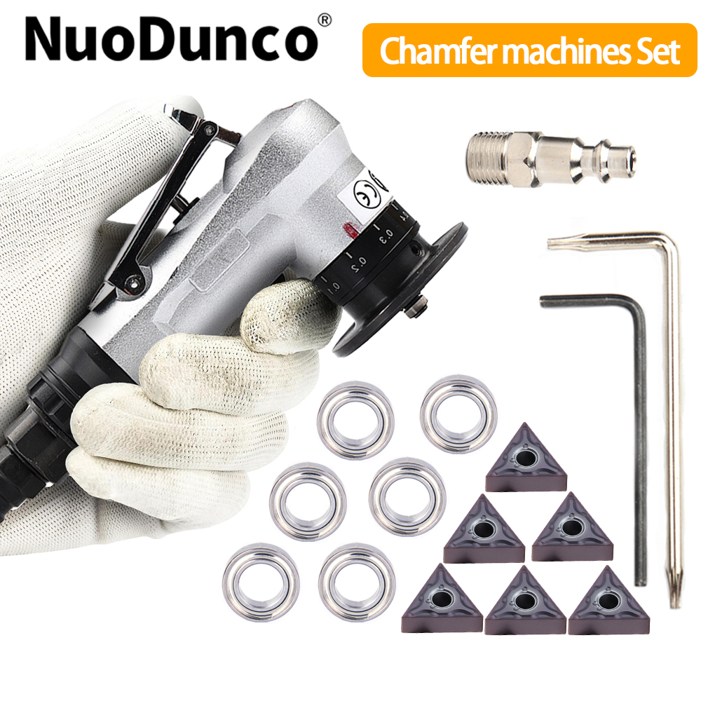 Mini Pneumatic Chamfering Machine 45° Portable Deburring Beveling Trimming Chamfer Tool with Replacement C/R Blade & Bearing