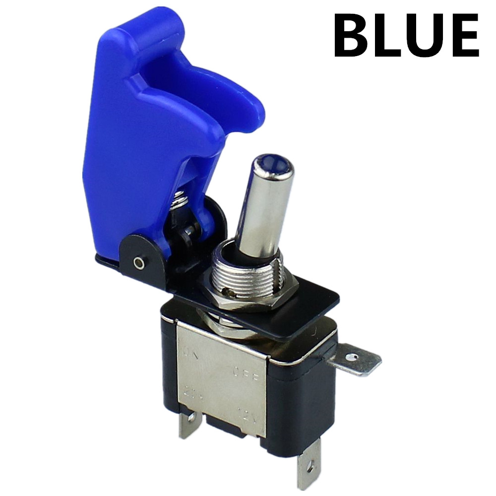 illuminated LED Toggle Switch With Missile Style Flick Cover 12V Car Dash: blue s