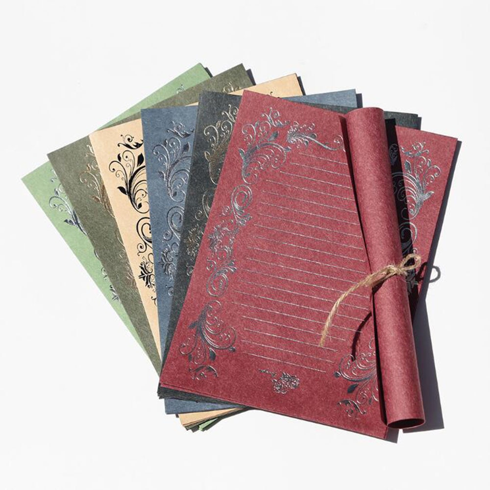 4 ark luksus vintage retro sød skrivepapir papirblok brev bronzing krans papir brev