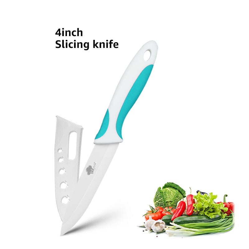 Keramik Messer 6 5 4 3 zoll Chef Fleisch Zoll-dienstprogramm Slicing Schäl Messer Weiß Klinge Bunte Anti-slip Griff küche Kochen Werkzeuge: 4 inch green white