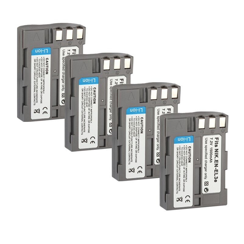 EN EL3e ENEL3e Batteries for Nikon D30 D300s D50 D70 D70S D100 D200 D300 D800 V1 MB-D11 MB-D12 MH-18A 1500mAh Camera Battery: 4Battery