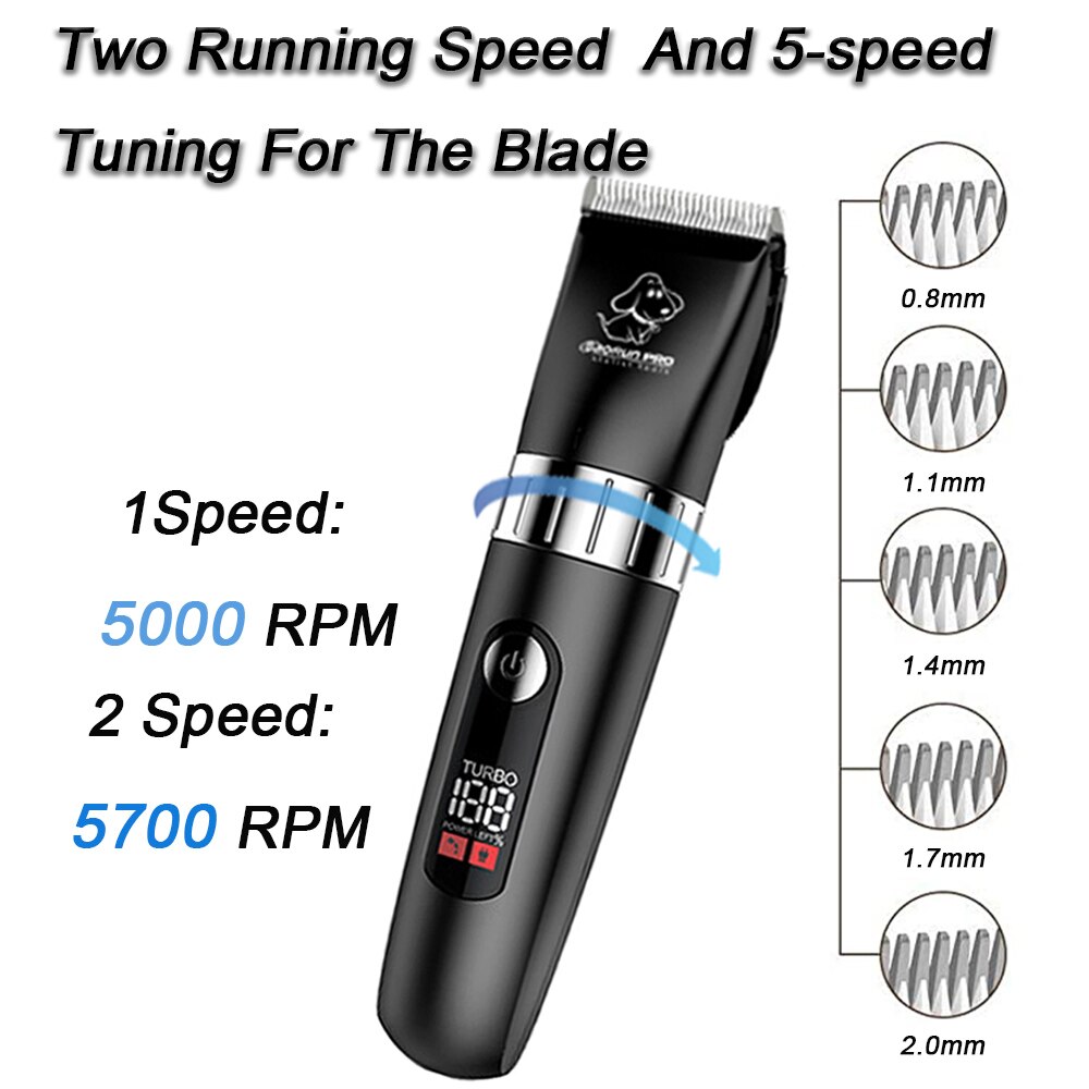 Baorun-cortadora de pelo para perros, máquina de afeitar eléctrica, resistente al agua, con pantalla LED, para animales, 110-240V