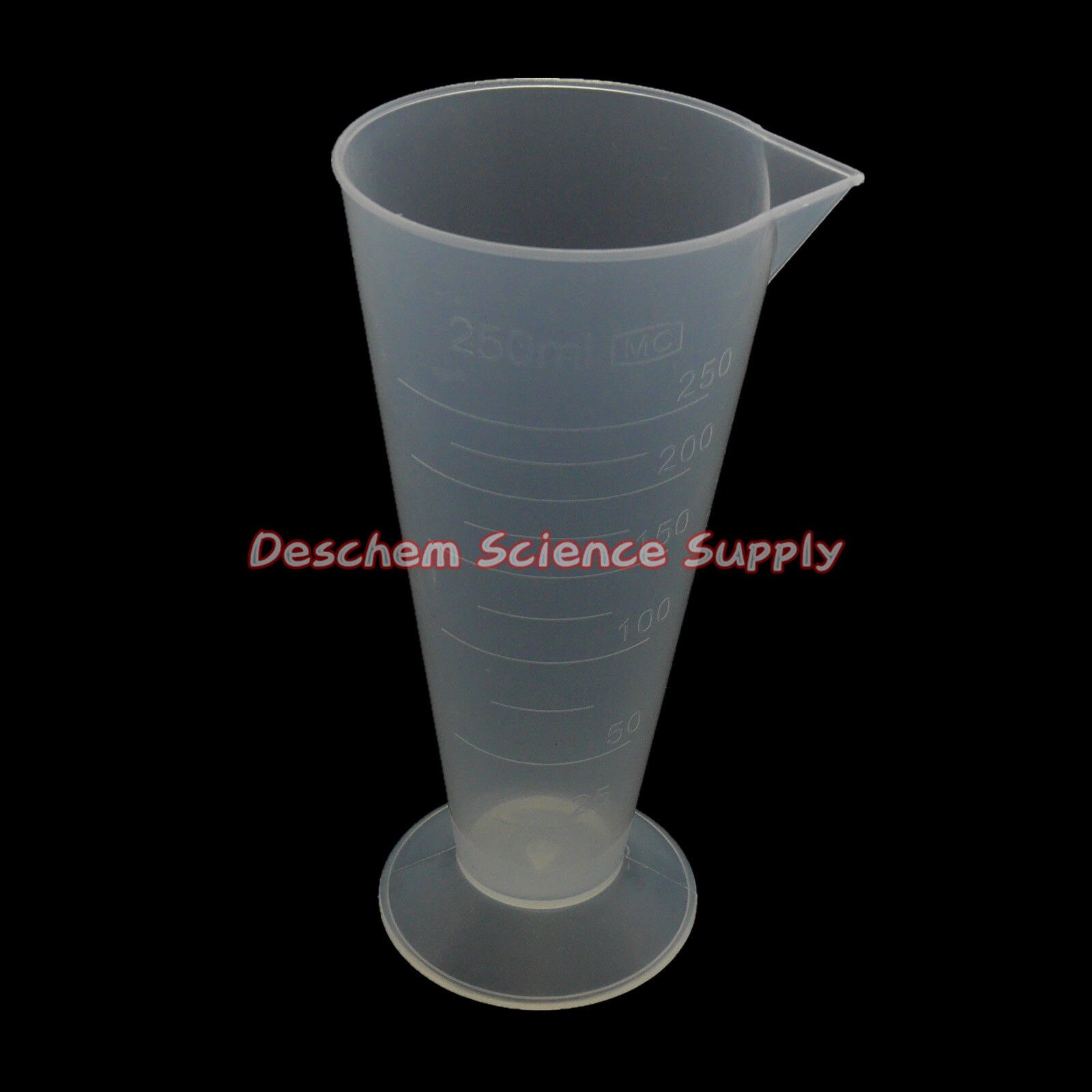250mL Plastic Conical Measuring Cup Lab Chemistry Plasticware