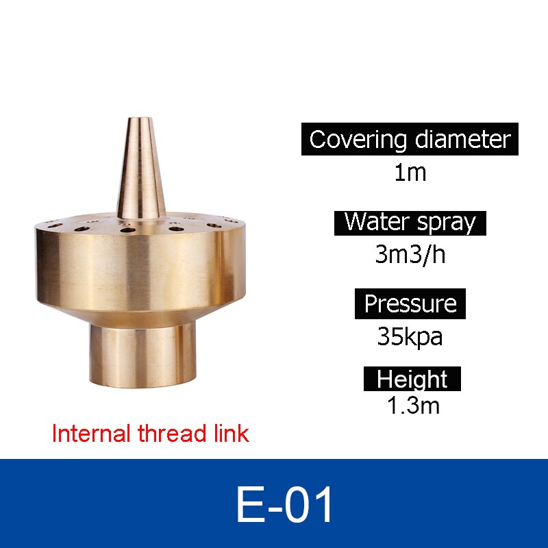 Koppar vattenpump munstycke modell a -01/ b -01/ c -01/ d -01/ e -01/ f -01/ g -01 metall vattenpump munstycke damm trädgård fontän formning munstycke: E -01