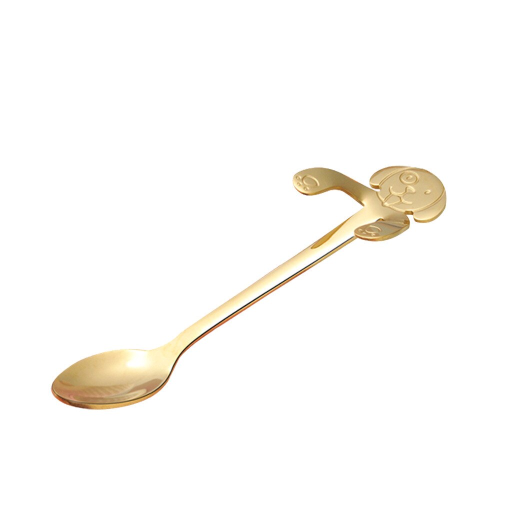 Cute Dog Spoon Long Handle Spoons Flatware Coffee Drinking Tools Kitchen Gadget Kitchen Restaurant Bar Supplies HX0619: c