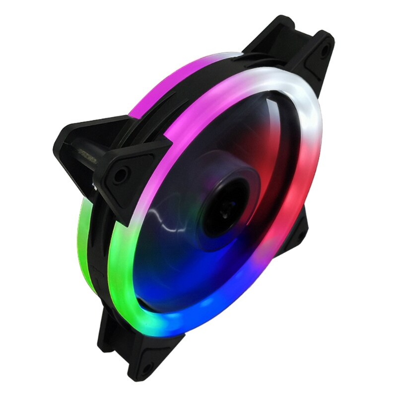 Dual Aperture 120mm Efficient Cooling CPU Cooler Fan 1200RPM 12V 4Pin High Speeed Silent Chassis Radiator Cooling Fan: Rainbow colors