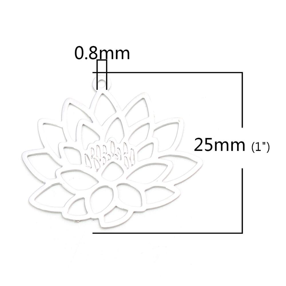 DoreenBeads – pendentifs en cuivre à la , couleur argent, bande de feuille, fleur de Lotus, filigrane, estampage de bijoux, résultats de bricolage, 20 pièces: 4