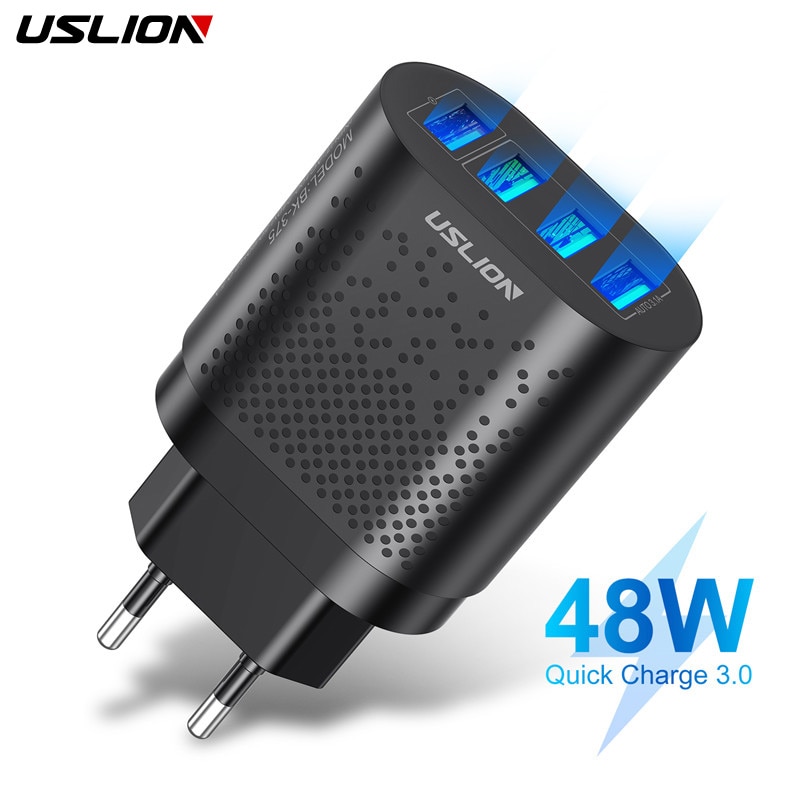 USLION 48W Quick Charger 3.0 USB Charger 5V 3A Fast Charging Wall Charger Adapter Mobile Phone EU US Plug for iphone 11 Samsung