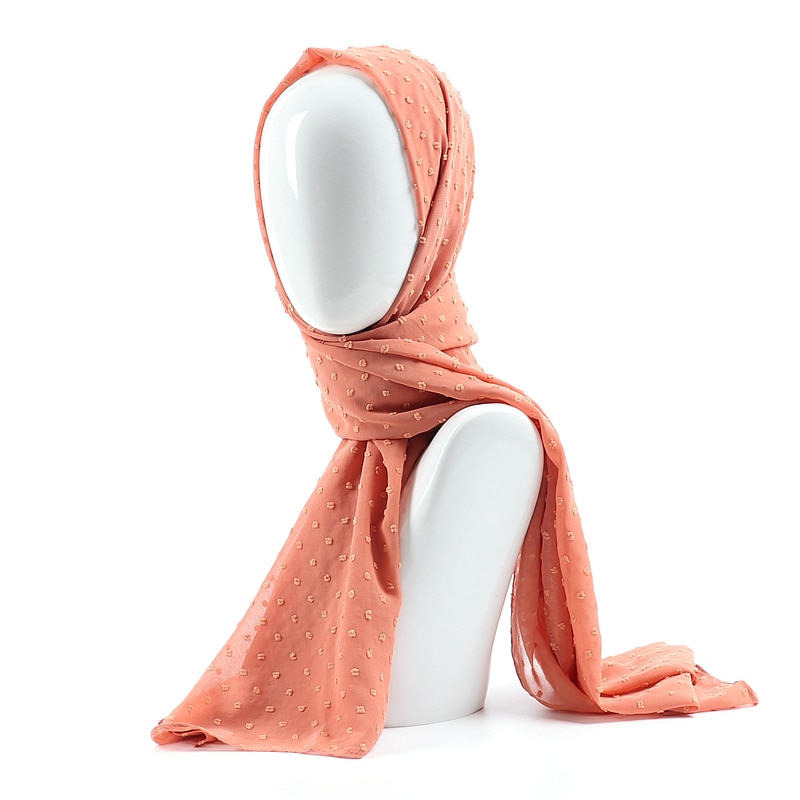 Écharpe longue châle en mousseline de soie | pom bulle, bandeau musulman, maxi points islamiques, écharpe hijab uni: 10 burnt orange