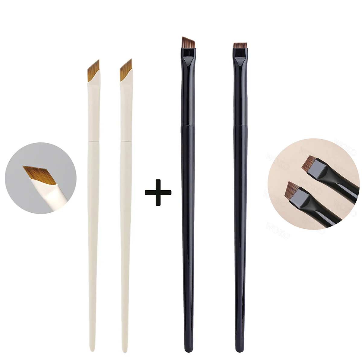 Pincel delineador de ojos con hoja mejorada, pincel plano para cejas de ángulo fino ultrafino debajo de los ojos, pincel de maquillaje, pinceles para detalles precisos: Gris claro